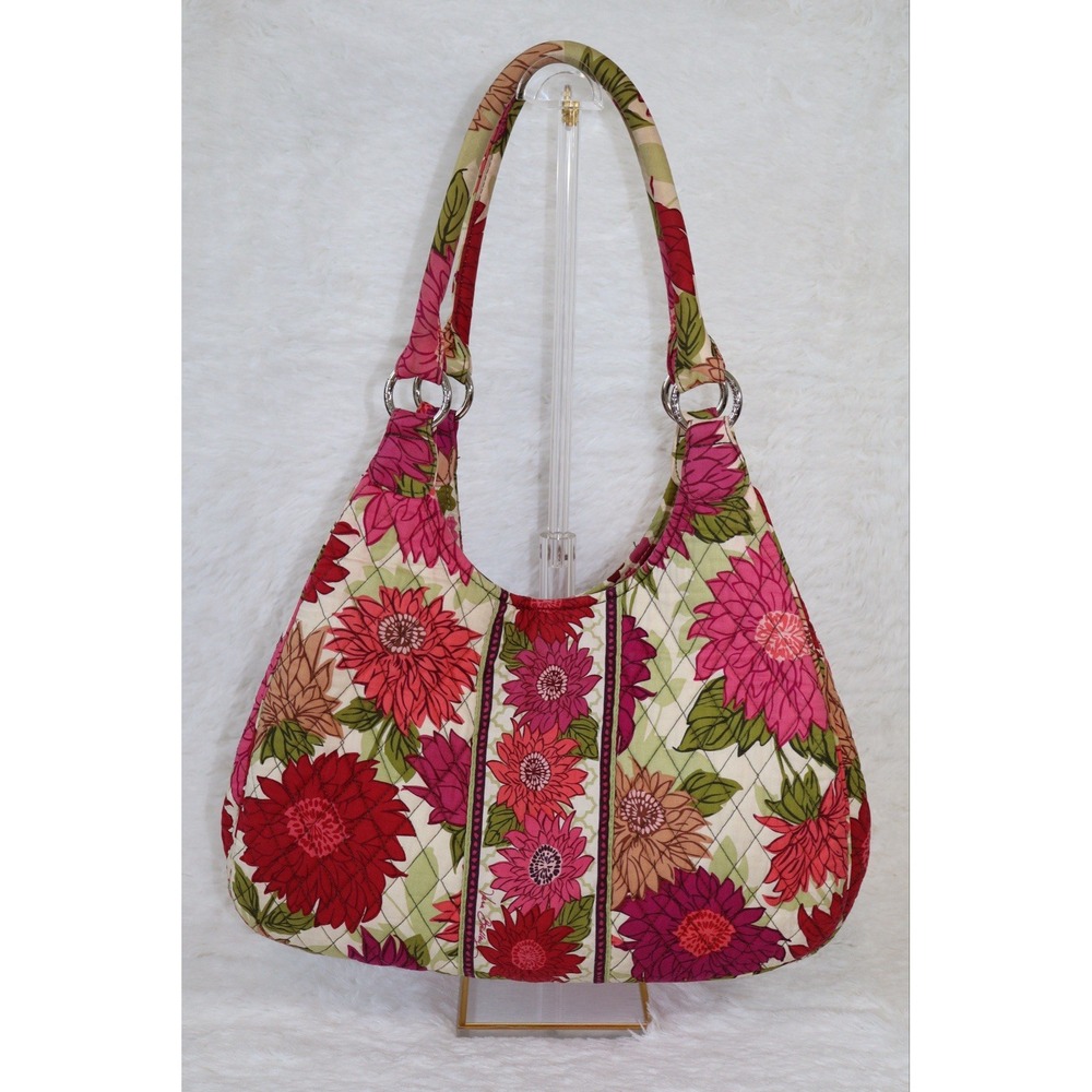 Vera Bradley Hello Dahlia Shoulder Bag with plenty of Inner Pockets